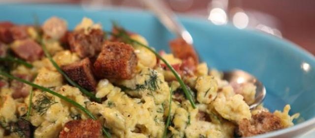 Creamy Scrambled Eggs with Dill Havarti with Country Ham and ...